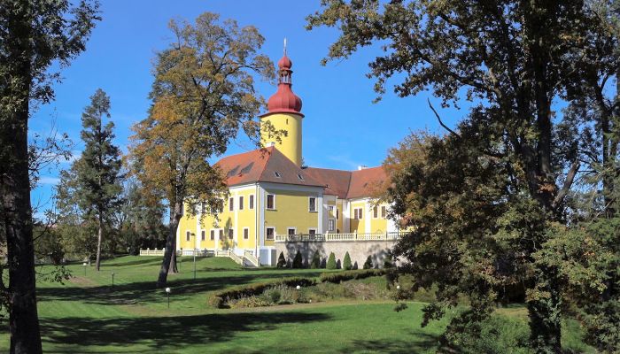 Château baroque à deux ailes avec tour
